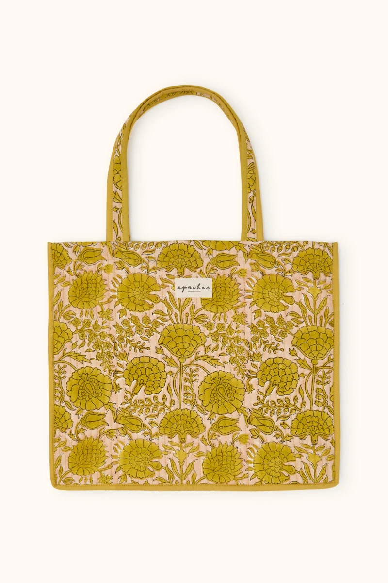 Sac Coton Matelassé, reversible Jaune