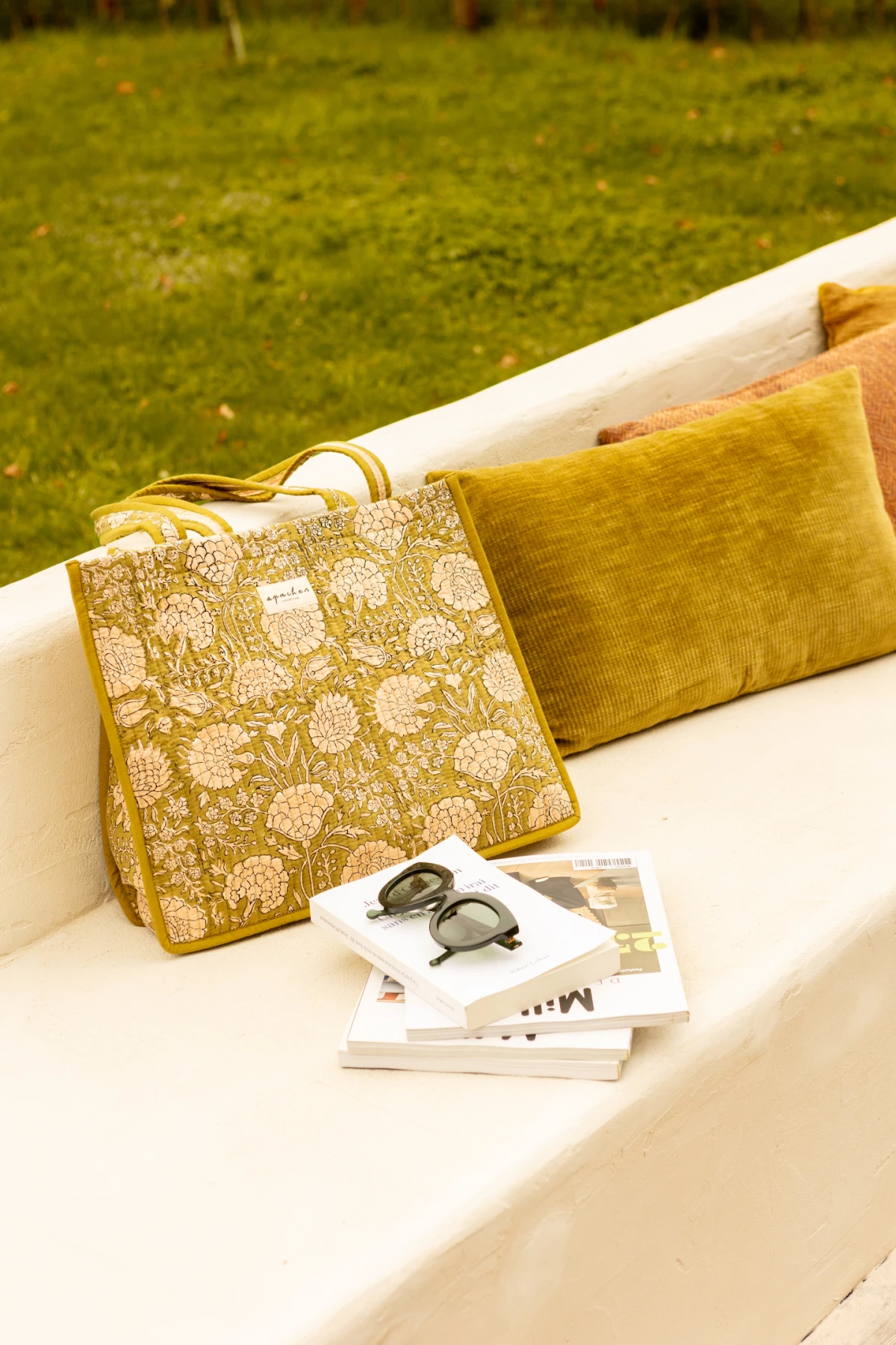 Sac Coton Matelassé, reversible Jaune