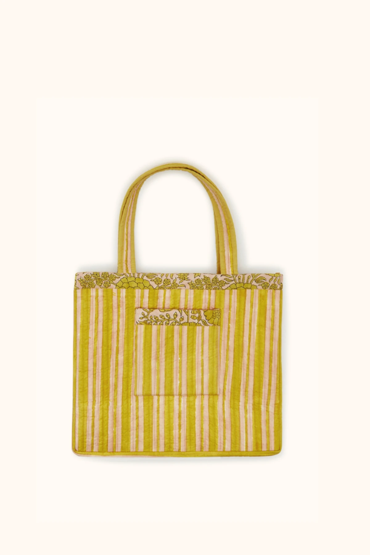 Sac Coton Matelassé, reversible Jaune