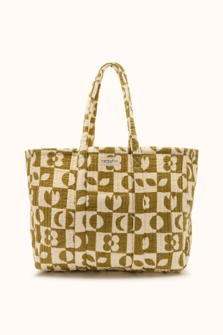 Sac Cabas Matelassé Damier Vert