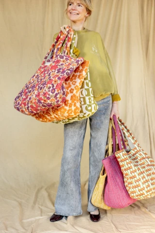 Sac Cabas Matelassé Fleur Orange