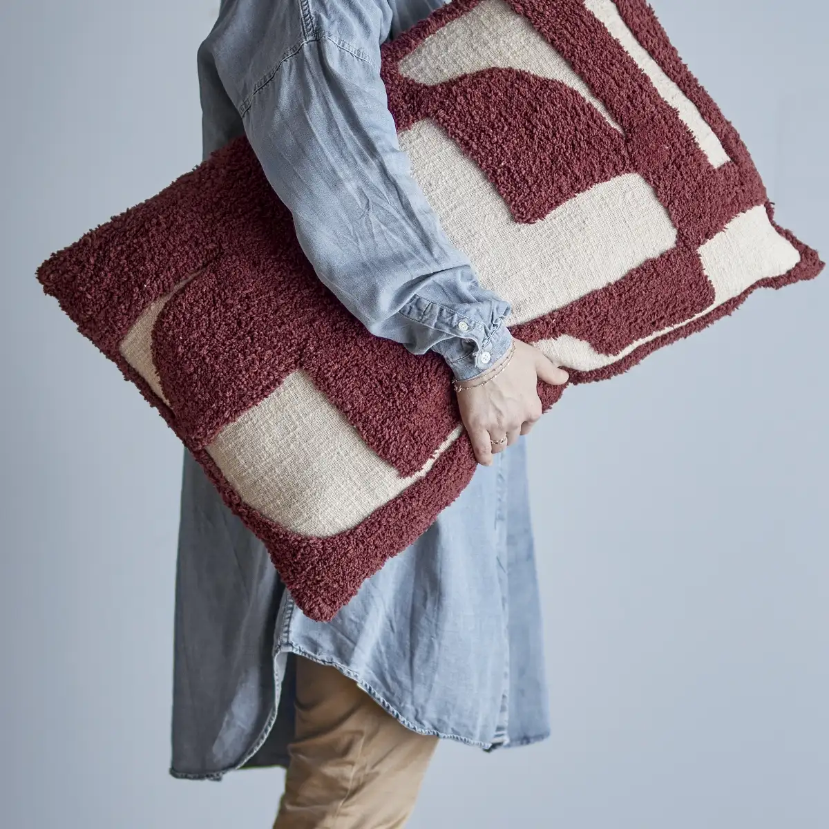 Coussin Coton bordeau