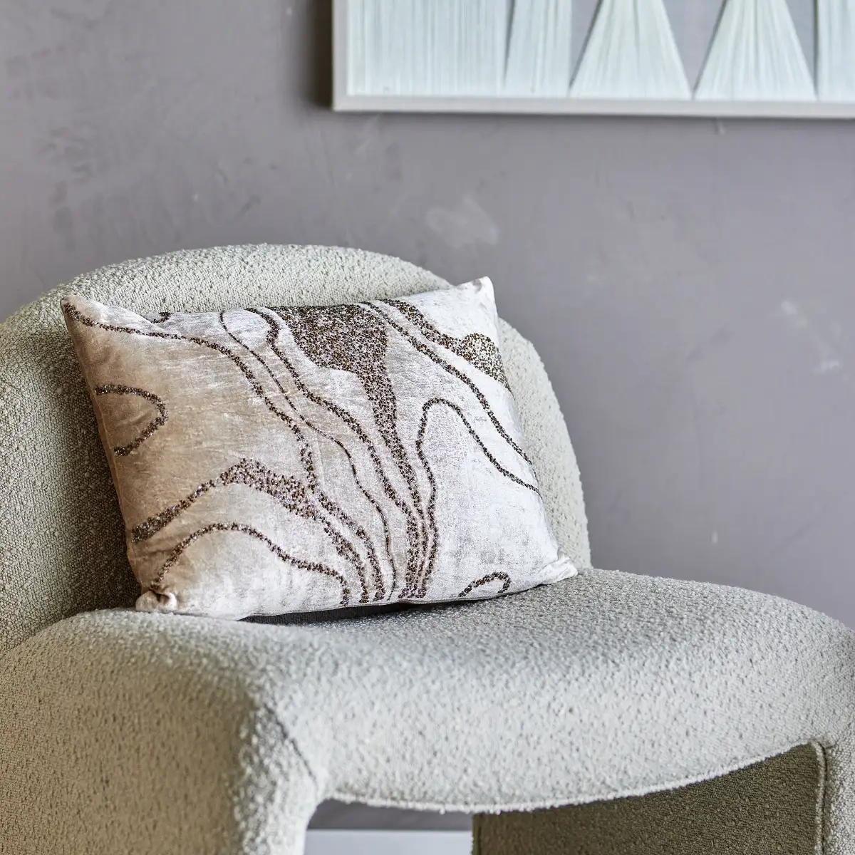 Coussin Velour & Perles