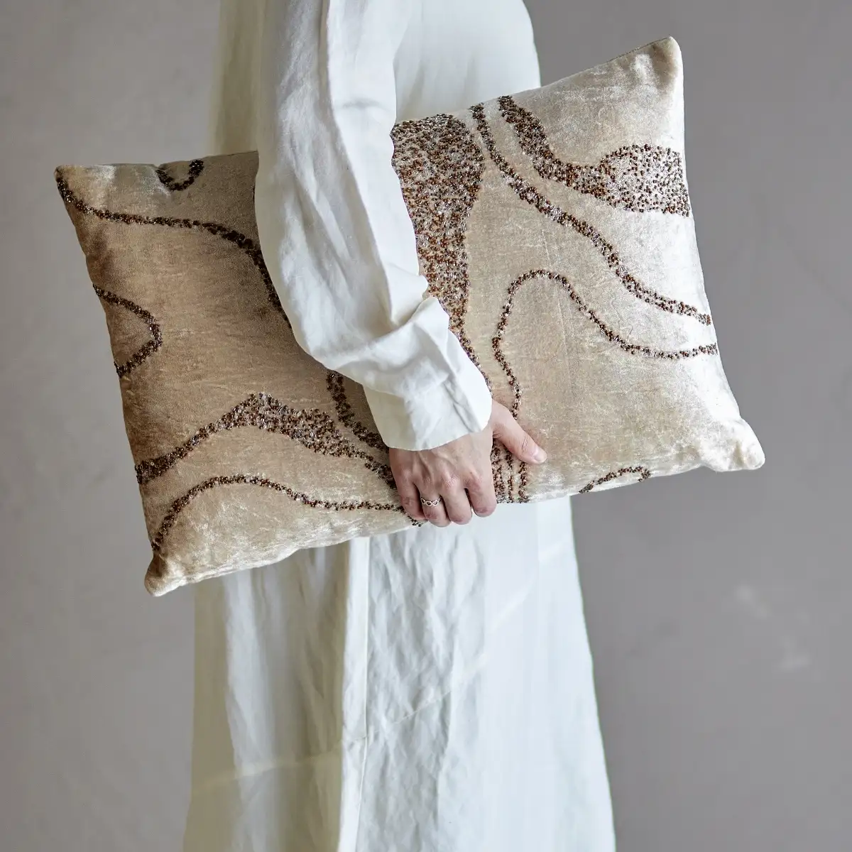 Coussin Velour & Perles