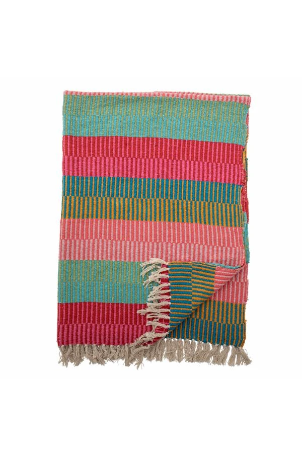 Plaid Coton Recyclé, Rayé multi-co