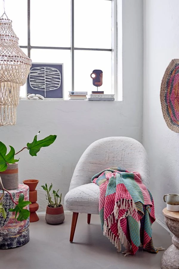 Plaid Coton Recyclé, Rayé multi-co