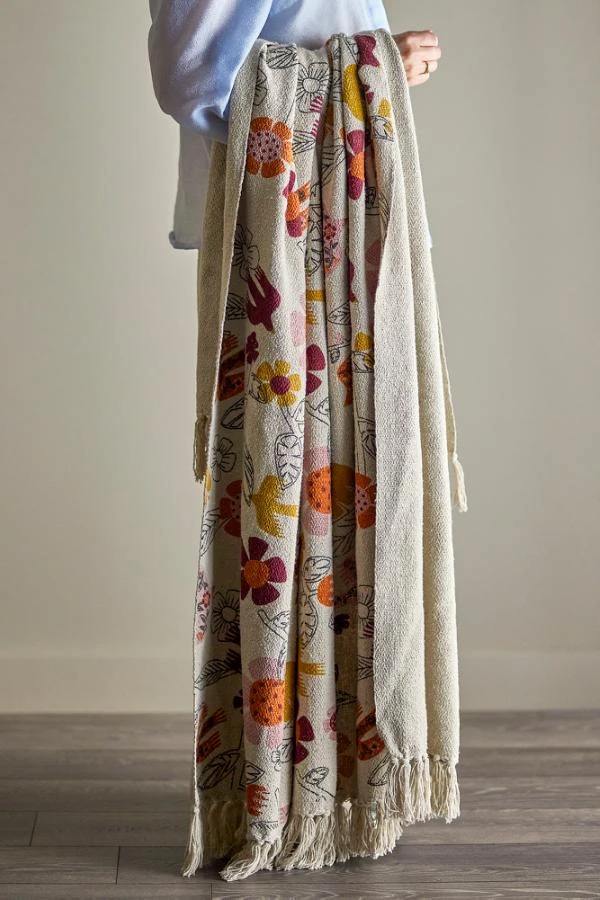 Plaid Coton Recyclé, Flowers