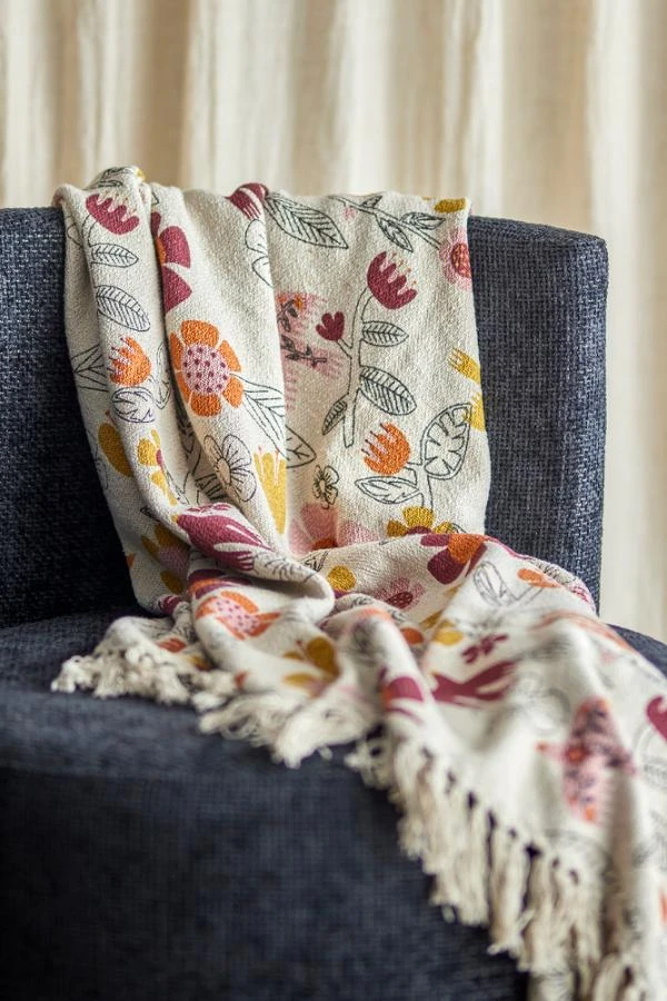 Plaid Coton Recyclé, Flowers