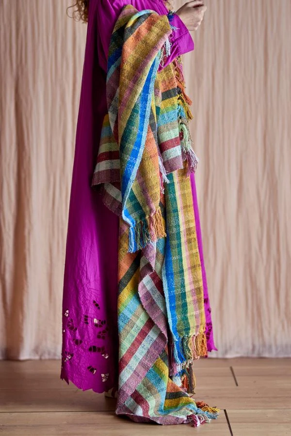 Plaid Coton Recyclé, Rayé multi-co