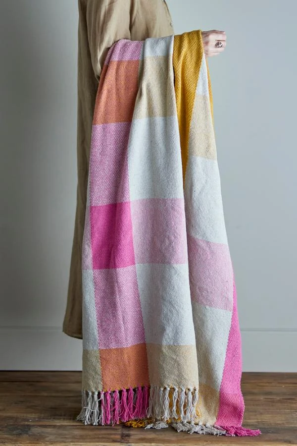 Plaid Coton Recyclé, Carreaux