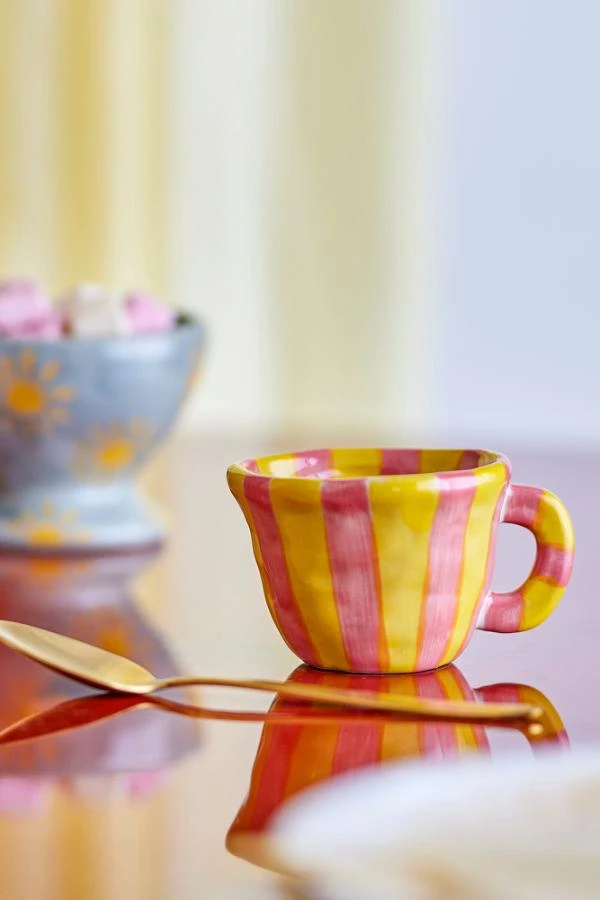 Tasse Mini, Rayé Jaune & Rose
