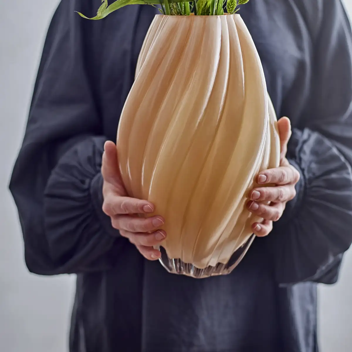 Vase en Verre Soufflée, Beige