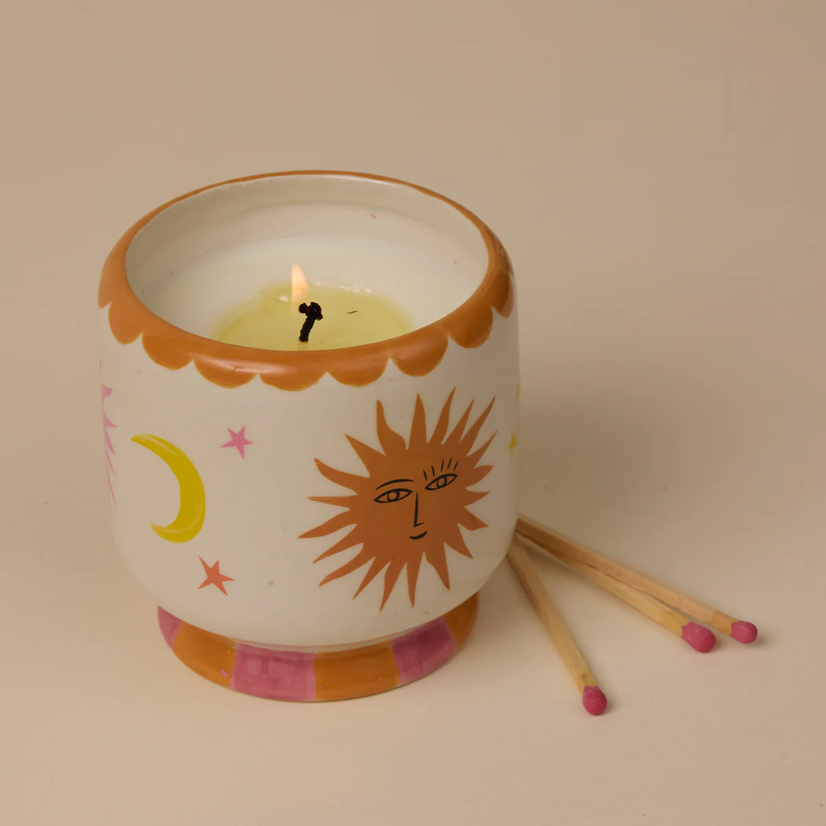 Bougie Hand-painted  "Sun"