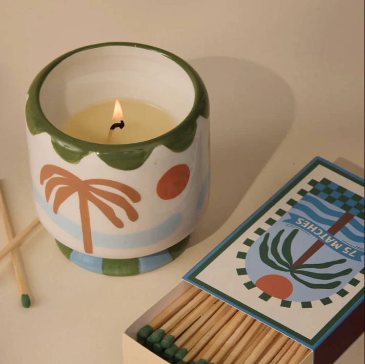 Bougie Handpainted " Palm Tree "
